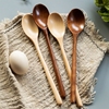日式木勺长柄汤匙吃饭用勺子，调羹家用木头，木质餐具汤勺小号蜂蜜勺