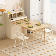 实木折叠餐桌一体，靠墙小户型家用伸缩收纳多功能，储物餐边柜饭桌子