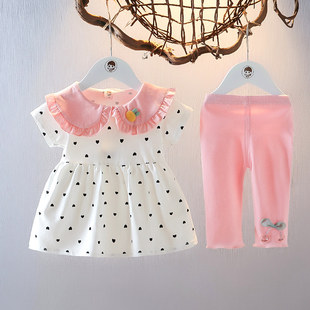 一岁女宝宝夏装0洋气公主裙套装3纯棉婴儿夏天衣服女童短袖两件套