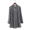 高韩版春秋款纯色灰色，简约中长款宽松气质棉质，舒适女装衬衫4l251