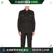 香港直邮givenchy男士黑色，双口袋铆钉，牛仔衬衫16s0917471-001