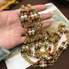 中古经典长款毛衣链红绿色琉璃珠宝石钻圈设计日常百搭手工项链女