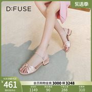 DFuse夏季圆头蝴蝶结凉鞋粗中跟仙女单鞋DF32115334