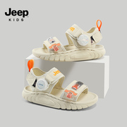 jeep儿童鞋子男童露趾凉鞋2024夏季中大童，防滑软底小孩沙滩鞋