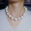 白色超大强光颈链异形天然珍珠，巴洛克风格锁骨链欧美个性女
