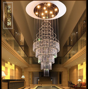 欧式别墅复式楼楼梯水晶吊灯，奢华时尚个性客厅，楼中楼圆形长吊线灯