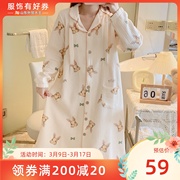 秋冬季月子服纯棉加厚孕妇睡裙女长袖睡衣夹棉喂奶哺乳家居服三层