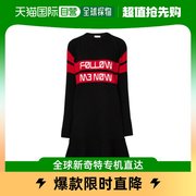 香港直邮RED VALENTINO 女士拼色羊毛混纺材印花条纹长袖连衣裙