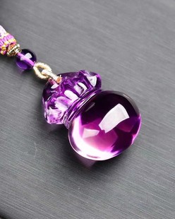 紫水晶吊坠大师设计天然水晶饰品钱袋子葫芦白菜金蟾坠子男女