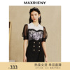 maxrieny复古蕾丝，收腰雪纺衫春季衬衫上衣，独特别致小衫