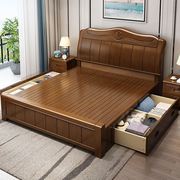 实木床现代中式1.8米简约双人，高箱储物床1.5米经济型家用卧室婚床