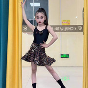 儿童拉丁舞蹈服装女童练功服练习服分体套装夏季吊带少儿拉丁舞裙