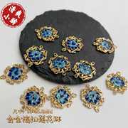 diy饰品配件合金滴油莲花环挂件古典耳环发簪头饰连接挂坠