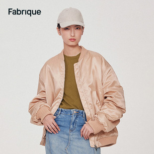 Fabrique 香槟色缎面棒球棉服