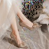 法式高跟鞋婚鞋禾秀婚纱，两穿高级感水晶鞋，2024年公主水钻单鞋