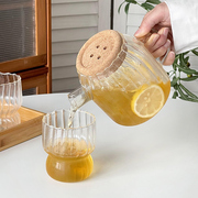 耐高温玻璃冷水壶家用高硼硅透明凉水杯饮料，大容量花茶果茶壶套装
