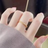 素圈戒指女18K纯金色古法磨砂指环仿真黄金小众设计素金戒指首饰