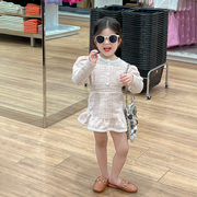 韩版童装2023春夏季女童套装气质小香风针织套裙荷叶边套装