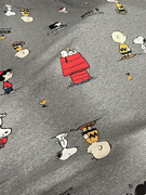 可爱卡通Snoopy史努比印花纯棉针织布料灰色柔软短袖家居服装面料