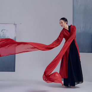 粉墨千秋古典舞红色雪纺水袖，舞2米长袖五片式，飘逸垂感开衫