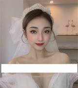 头纱高级感复古法式求婚头纱一体女生新娘主，婚纱三件套森系。