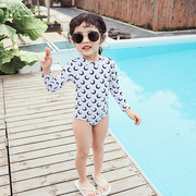 儿童泳衣女孩连体长袖防晒女童可爱游泳衣韩国小公主温泉亲子泳装
