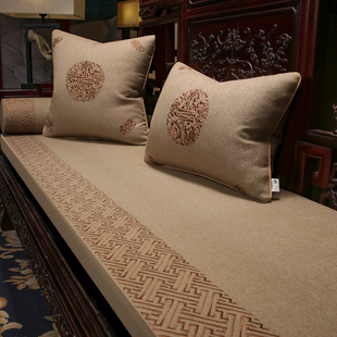 中式红木沙发垫沙发棉麻坐垫实木家具防滑套罩高档海绵垫子可定制