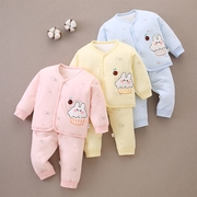 新生婴儿儿衣服冬季棉袄分体保暖套装棉服0-3-6个月男女宝宝夹棉9