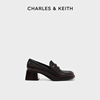 CHARLES&KEITH春季女鞋CK1-60580248女士复古英伦高跟乐福鞋单鞋