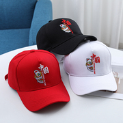 儿童帽子国潮刺绣棒球帽红色时尚中国风帽子学生运动会鸭舌帽