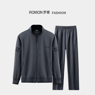 romon罗蒙爸爸运动套装，男2023春秋季中老年男士外套两件套