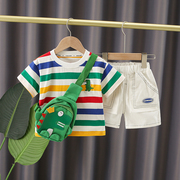 婴幼儿夏季套装男童短袖，休闲两件套七八九十个月小宝宝分体外出服