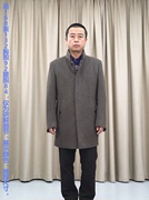 立领大衣男咖啡色，中长款羊毛山羊绒桑蚕丝普洛克，24春商务外套