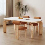 田园风餐桌小户型家用轻法轻奢现代简约岩板实木长方形网红餐桌椅