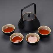 高档茶具套组家用l功夫茶具日式简约办公大号粗陶提梁壶整套茶