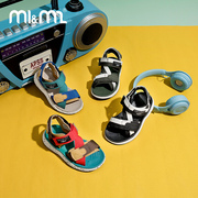 m1m2西班牙童鞋男女童夏季拼色织带凉鞋儿童舒适透气沙滩鞋