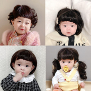 ins韩国婴儿可爱女童短卷发公主假发帽儿童摄影百天宝宝发饰