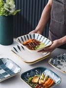 方盘子(方盘子)菜盘家用2023网红深盘陶瓷，创意方形日式创意碟子餐盘