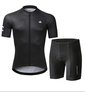 夏季黑色美利达山地自行车车队版短袖骑行服套装减震硅胶垫速干衣