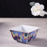 日式陶瓷四方碗手绘金边盛器，复古花卉冰激凌，碗怀石料理海胆小菜碗