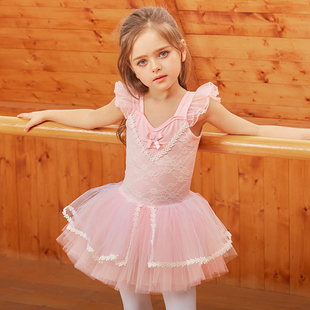 儿童夏季蕾丝纯棉舞蹈，服连体服女童，练功服芭蕾舞裙幼儿演出服1965