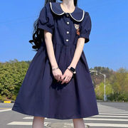 女孩12岁洋气连衣裙夏季学院风小清新短袖裙子15初中女生韩版宽松