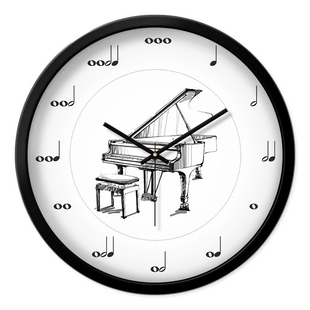 音符钟表艺术机构培训教室时钟静音挂表个性创意音乐符号钢琴挂钟
