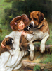 印花 法国DMC十字绣 客厅画 油画 女孩与狗狗