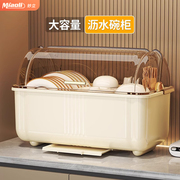 碗筷收纳盒放碗碟收纳架，厨房家用多功能带盖沥水置物架碗柜收纳盒