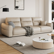 布雷尔意式极简真皮沙发设计师奶油风小户型客厅羽绒皮艺沙发组合