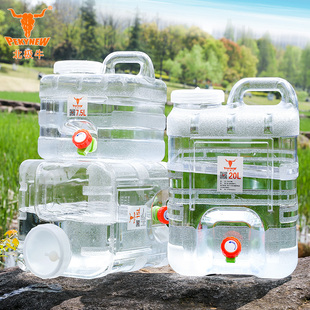 户外水桶家用储水用纯净矿泉，车载带龙头，蓄水箱食品级塑料透明水桶