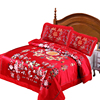 杭州丝绸婚庆四件组大红色，被面被套被罩结婚龙凤百子图四件套