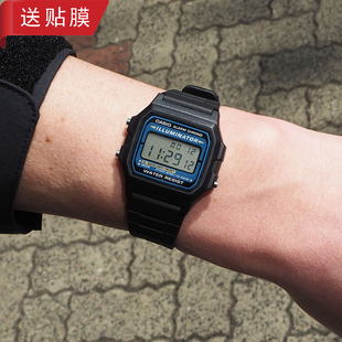 卡西欧casiof-105w-1手表，防水带日历闹钟秒表复古电子，小方表