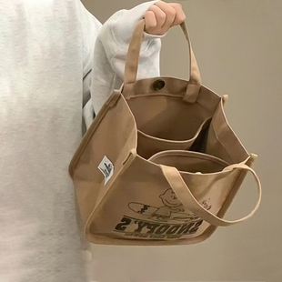 帆布袋便当包上班族饭盒袋子手提包带，饭的手拎包斜挎定制水桶包